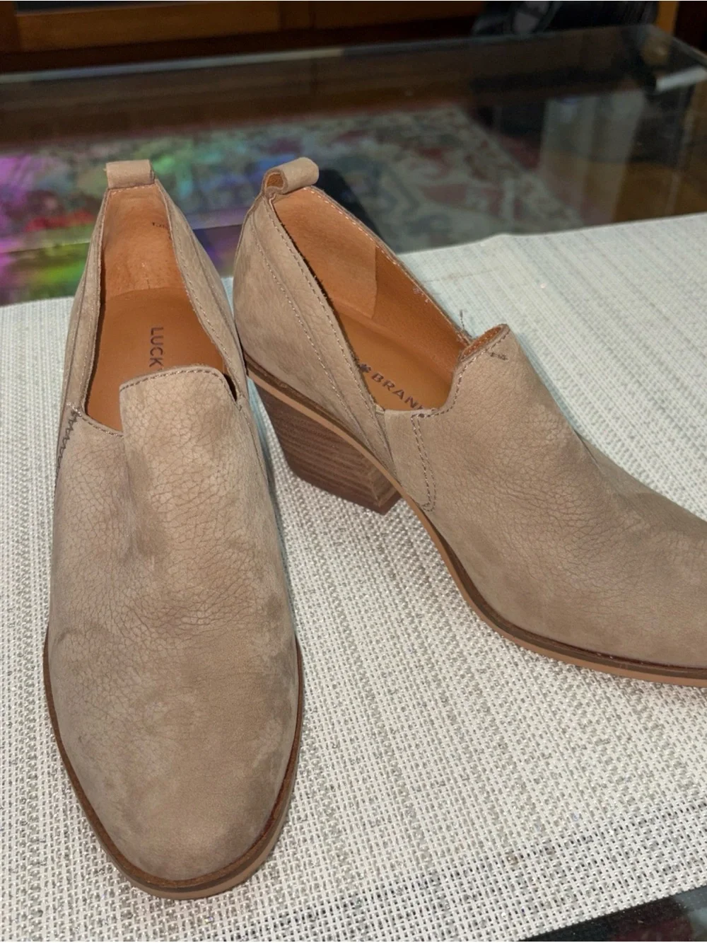 Lucky Brand women Taupe Suede Slip-On Loafers size 7.5